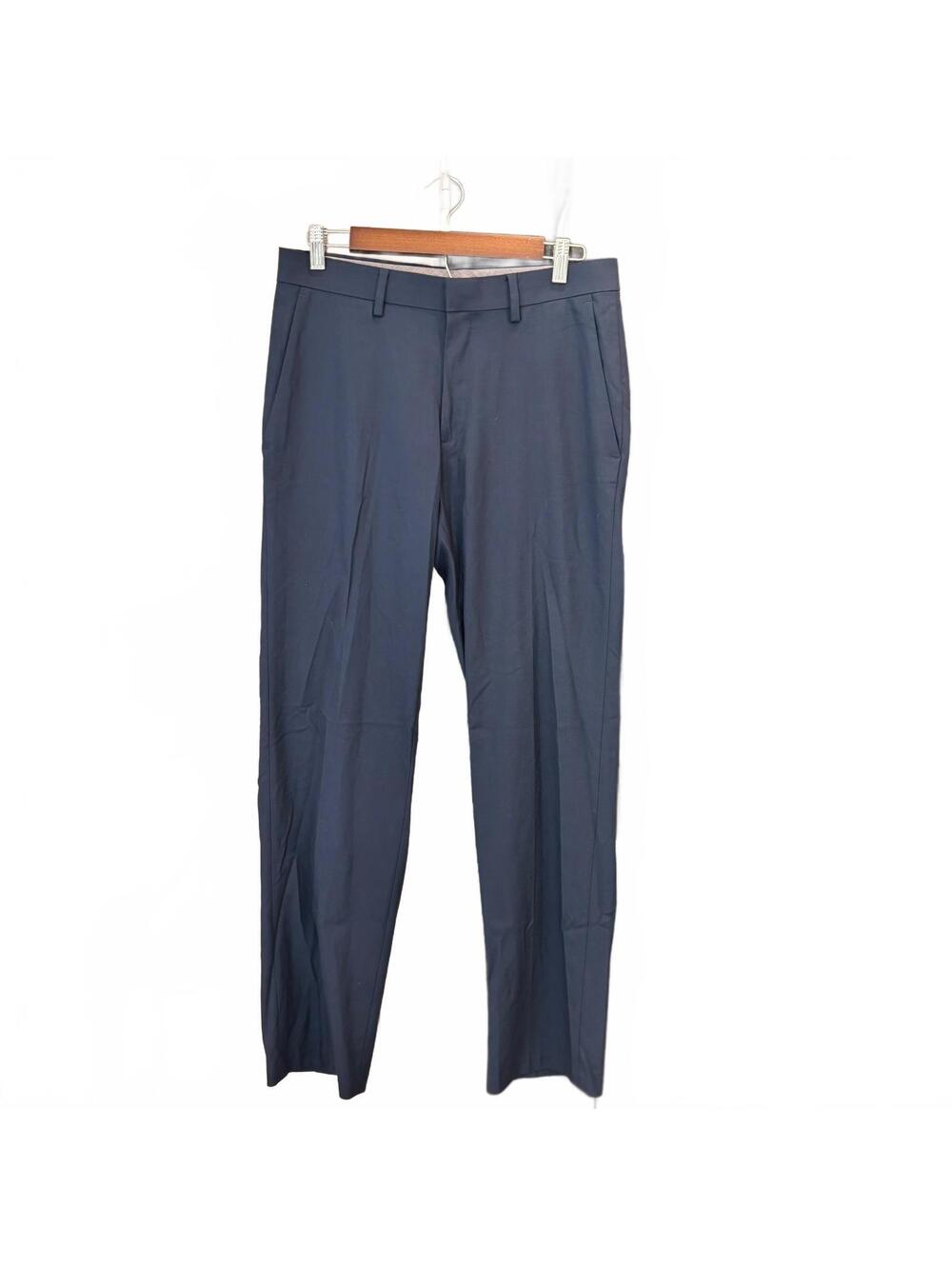Haggar Men's Navy Blue Tailored Fit Flat Front Dress Pants 30x32 Stretch